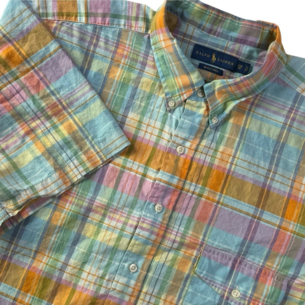 Polo Ralph Lauren Mens 2XB Beach Twill Camp Shirt Short Sleeve Button Down Front